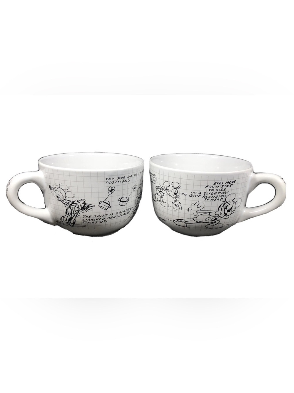 MICKEY & MINNIE MOUSE Disney Sketchbook Soup Bowl Cup Mug 29oz Set Of 2 NWT
